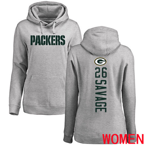 Green Bay Packers Ash Women #26 Savage Darnell Backer Nike NFL Pullover Hoodie Sweatshirts